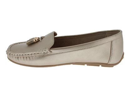 Zapatos Mocasines Comfort Fit Dorado para Mujer