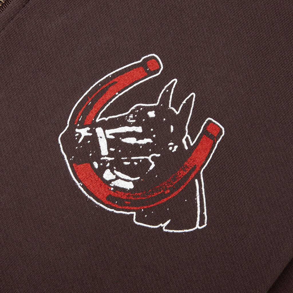 Valley Riders Zip Up Hoodie Sun Faded Washed Brown