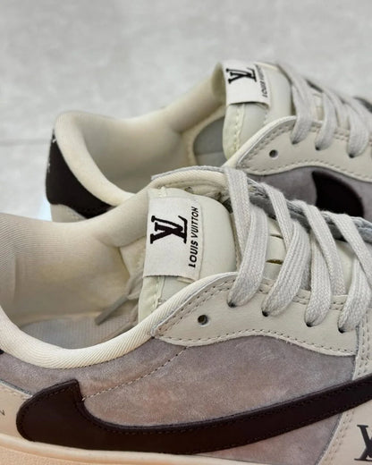 Louis Vuitton x Nike Air Jordan 1 Low Shadow Grey Suede Custom