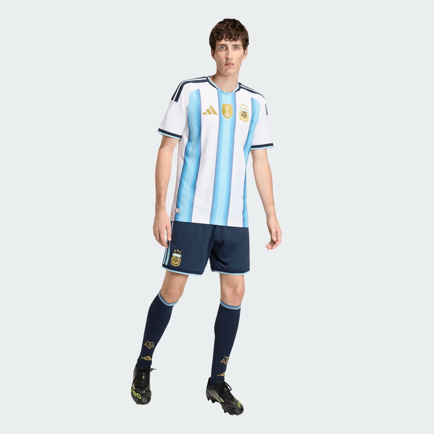 adidas Argentina Home Authentic Mens Soccer Jersey 26 White Blue