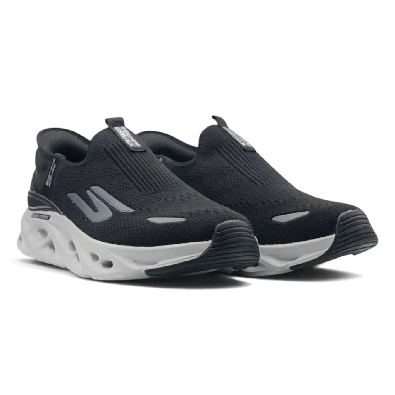 SKECHERS HANDS FREE SWIRL X TECH SLIP INN BLACK AND WHITE
