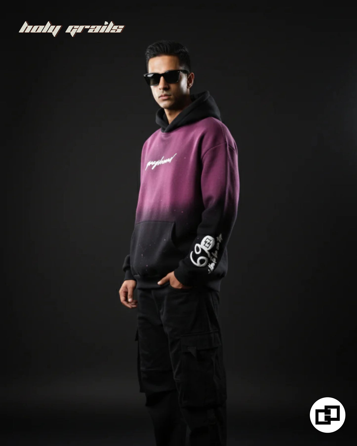 See You At Top Pink To Black Ombre Hoodie HG x Grey Hound