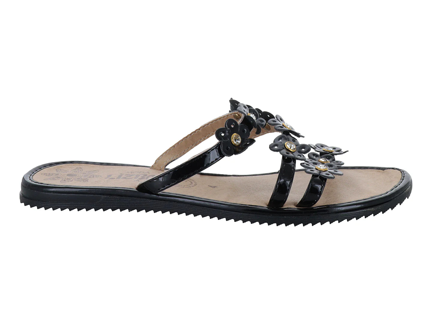 Sandalias Lis Boa Charol Negro para Mujer