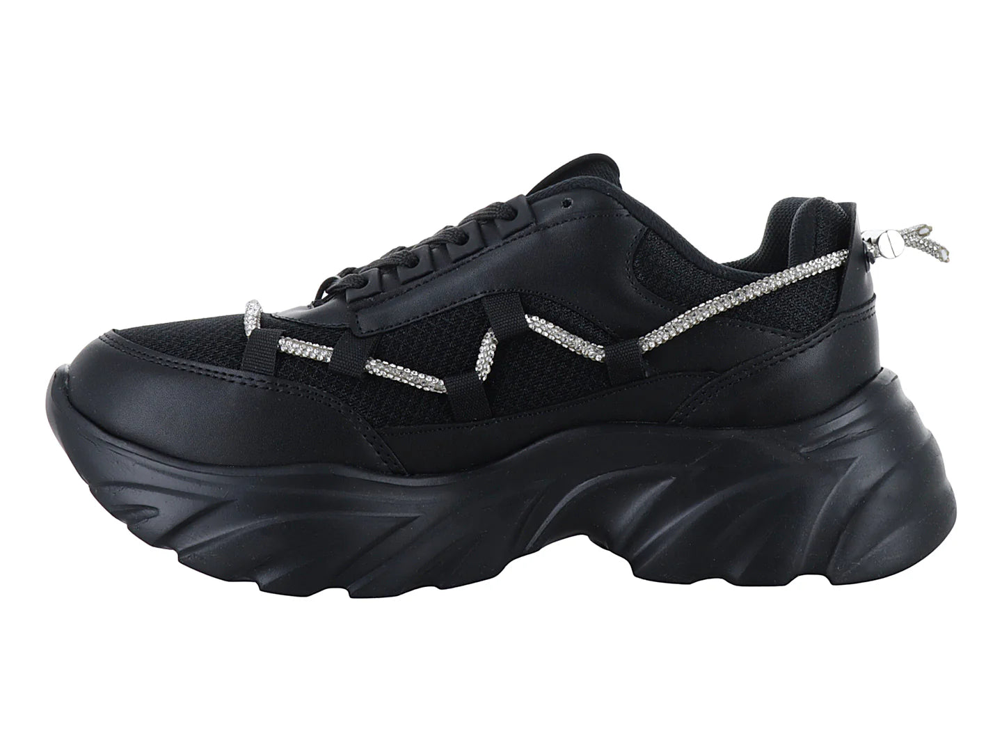 Tenis Clasben Chunky Negro con Cristales para Mujer