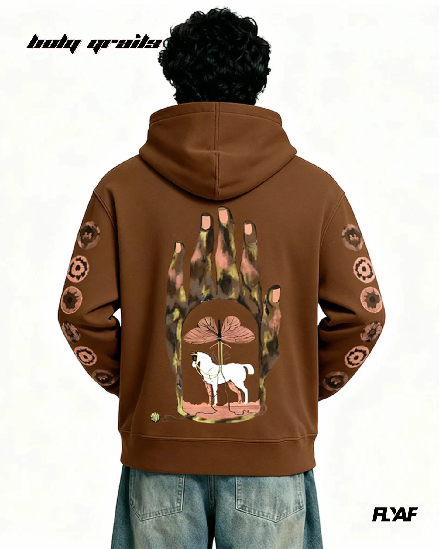 Mystic Grasp Oversize Brown Hoodie HG x FLYAF