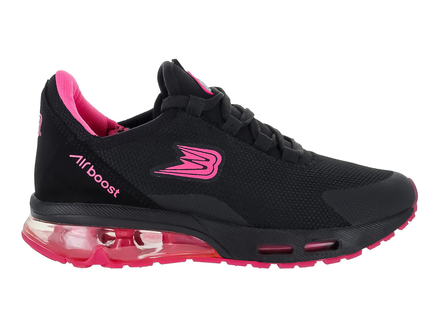 Tenis BOOST Negro con Detalles Fucsia para Mujer