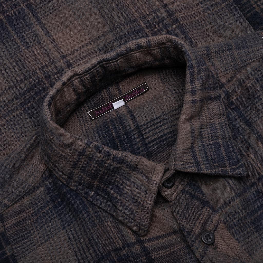 Flannel Shirt 7 Cuts Shirt Over Dye Brown