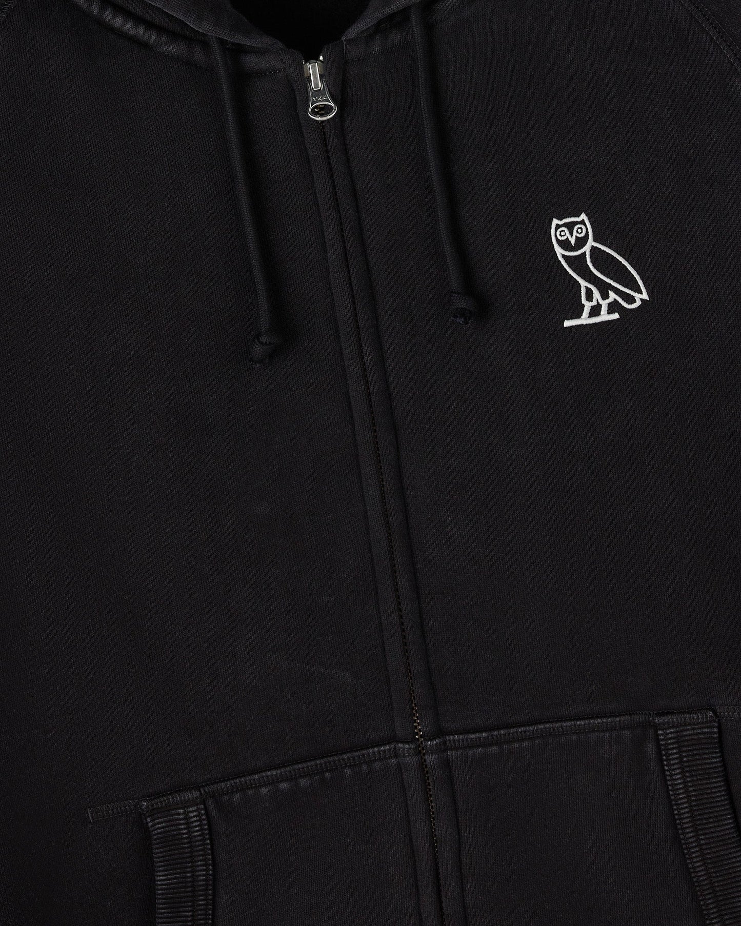 Muskoka Raglan Full Zip Hoodie Garment Dyed Black