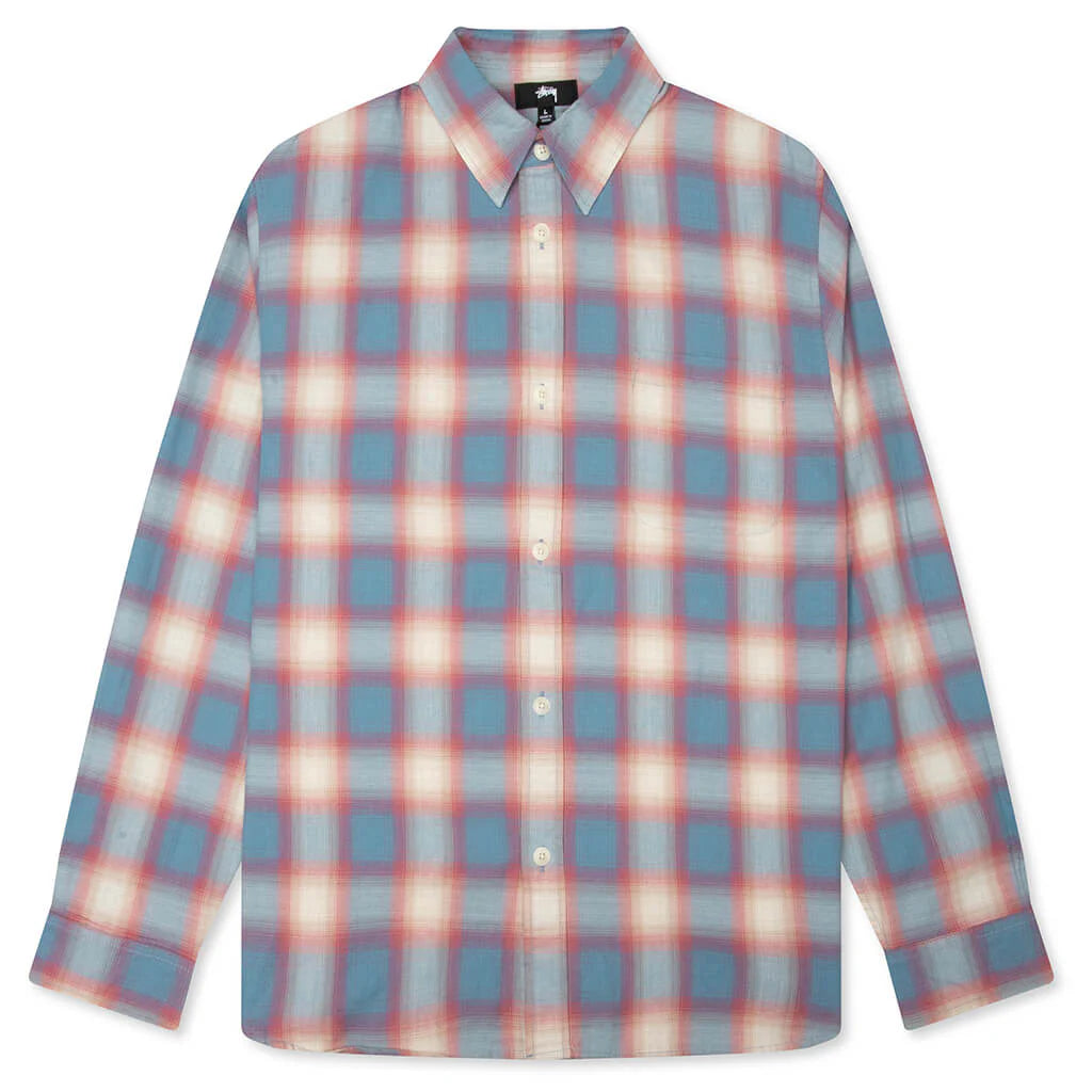 Beach Ombre Plaid Shirt Blue