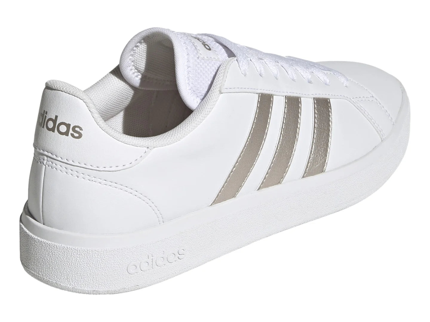 Tenis Adidas Grand Court Base 20 Blanco y Plata para Mujer