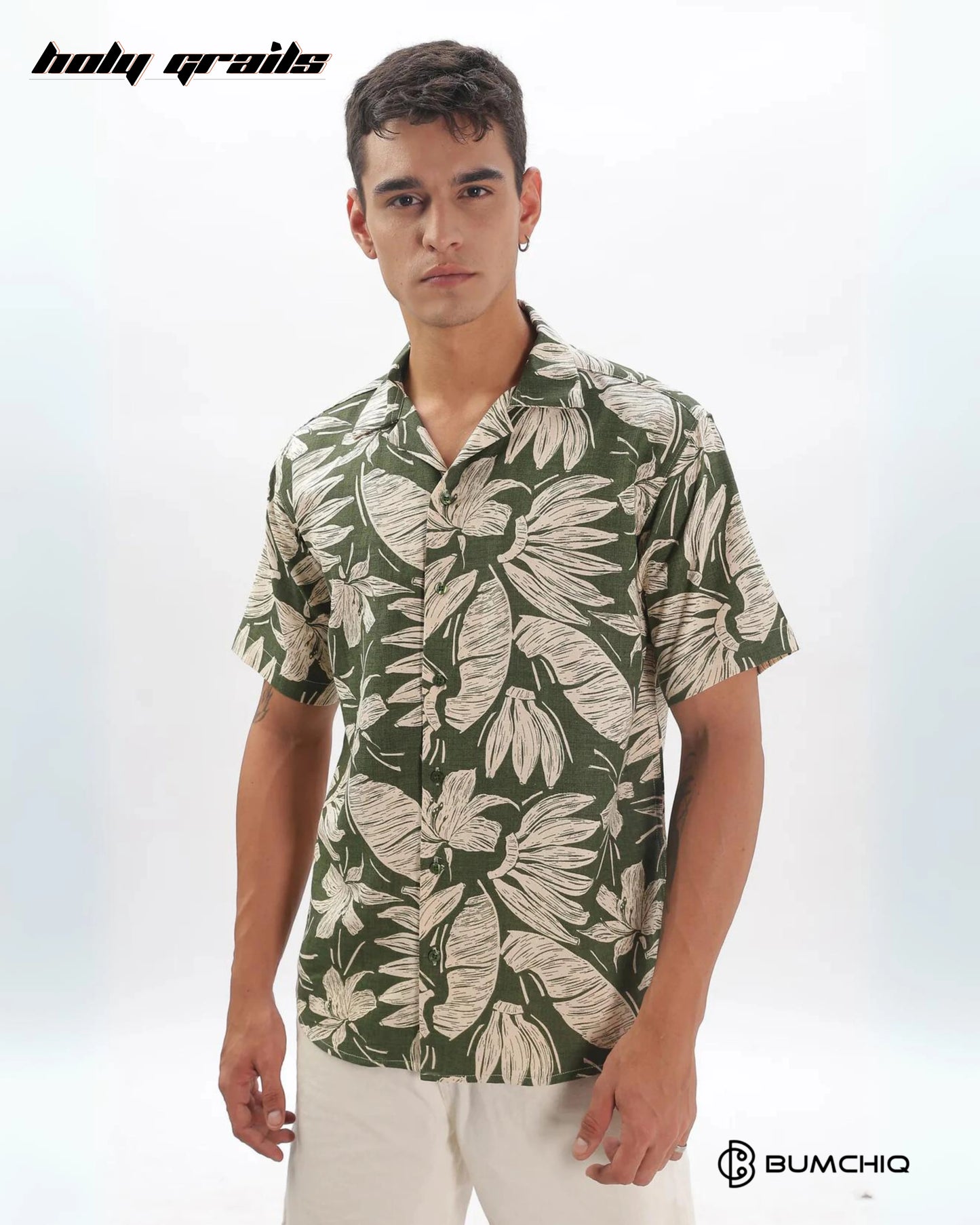 Caper Green Floral Shirt HG x Bumchiq