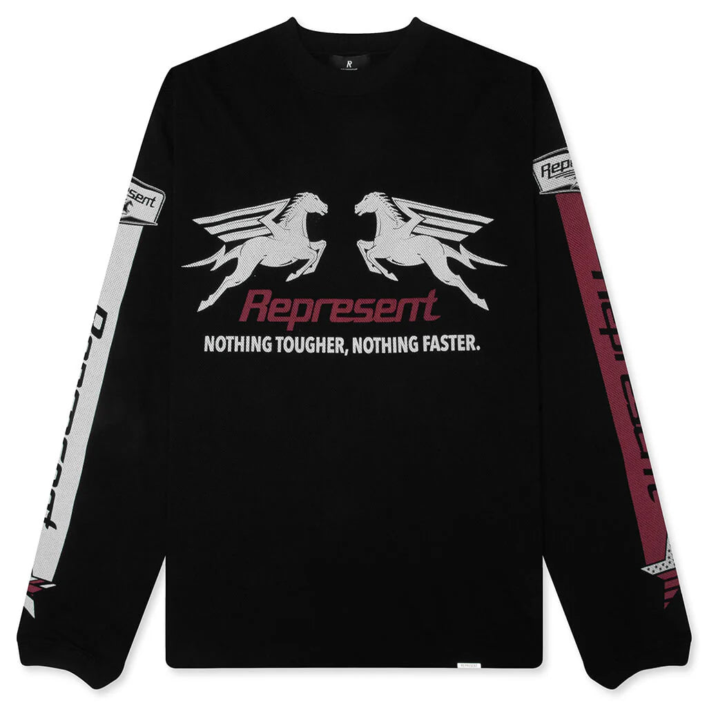 Mesh Pegasus Long Sleeve T Shirt Jet Black