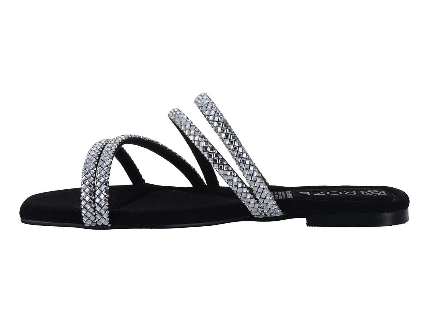 Sandalias ROZE Negro con Brillos para Mujer