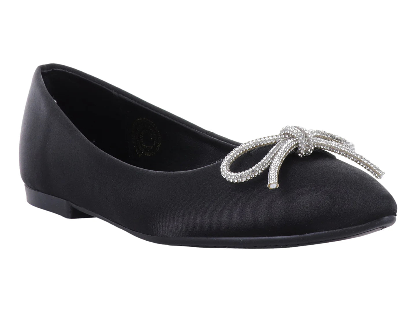 Zapatos Flats MeliAna Shantung Negro para Mujer