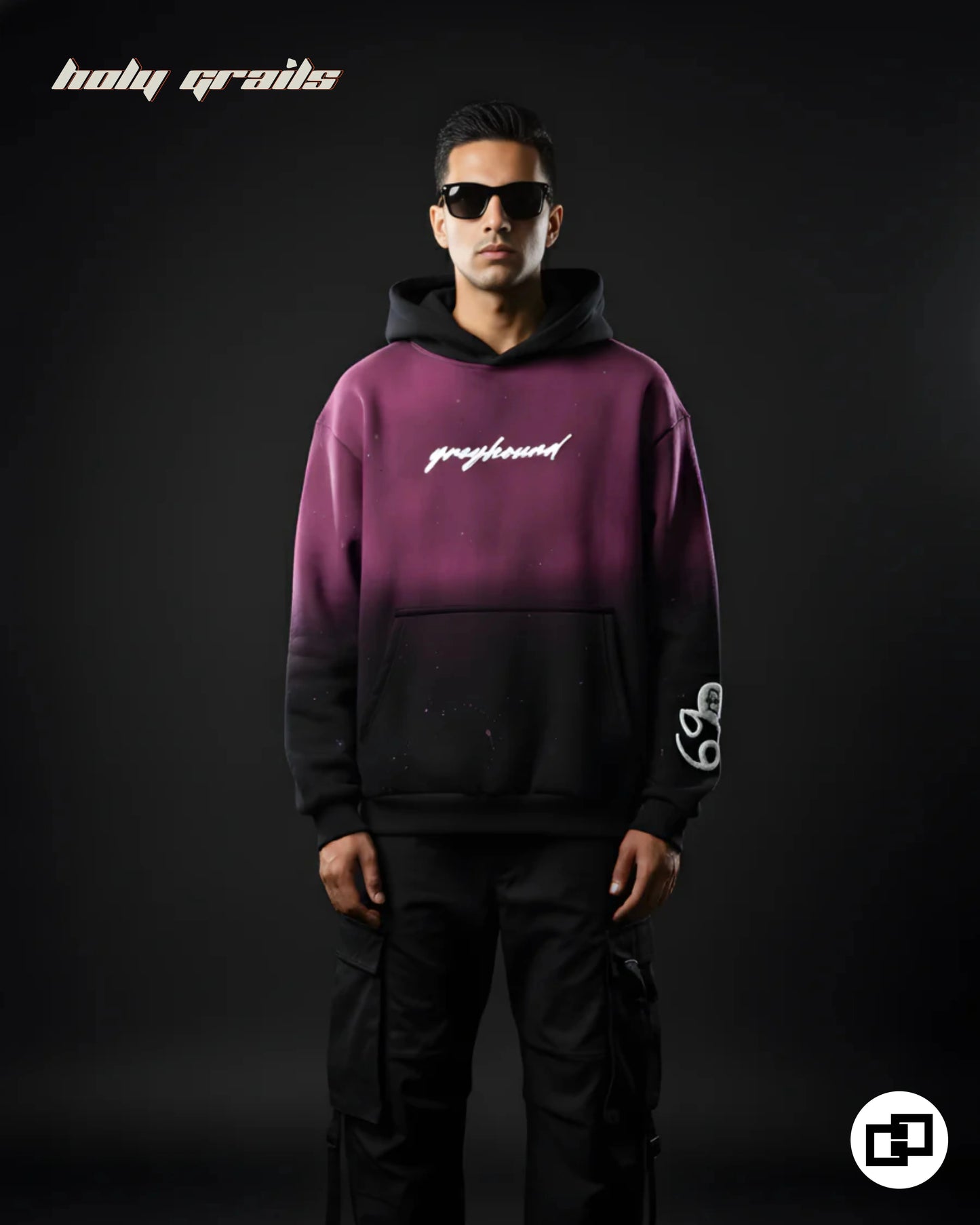 See You At Top Pink To Black Ombre Hoodie HG x Grey Hound