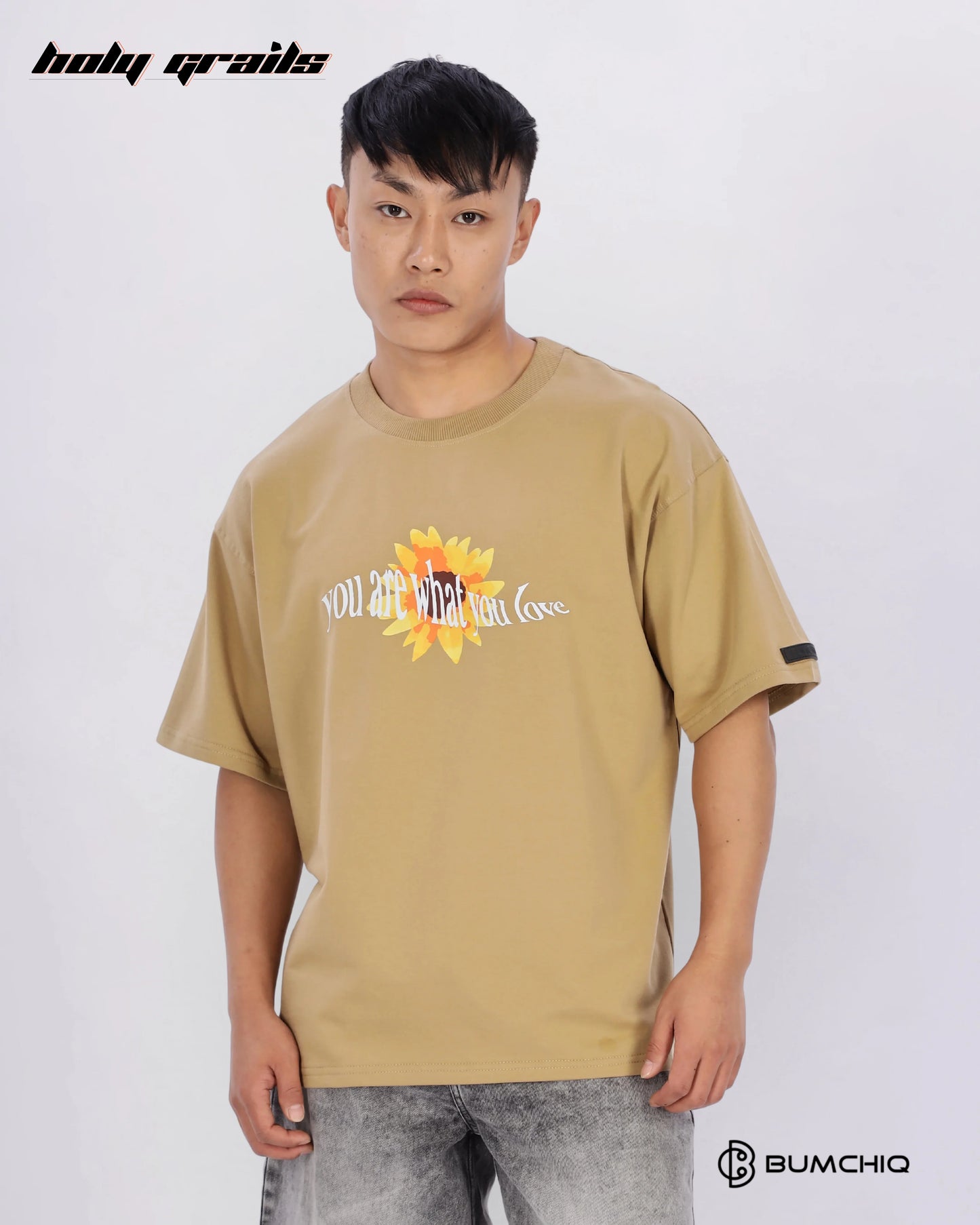 Always Here Beige Oversize Tee HG x Bumchiq