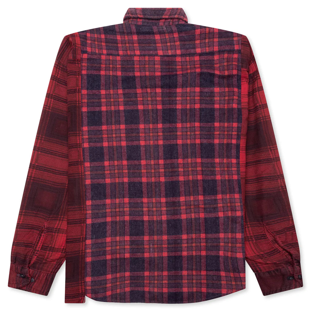 Over Dyed Ribbon Wide Shirt Red