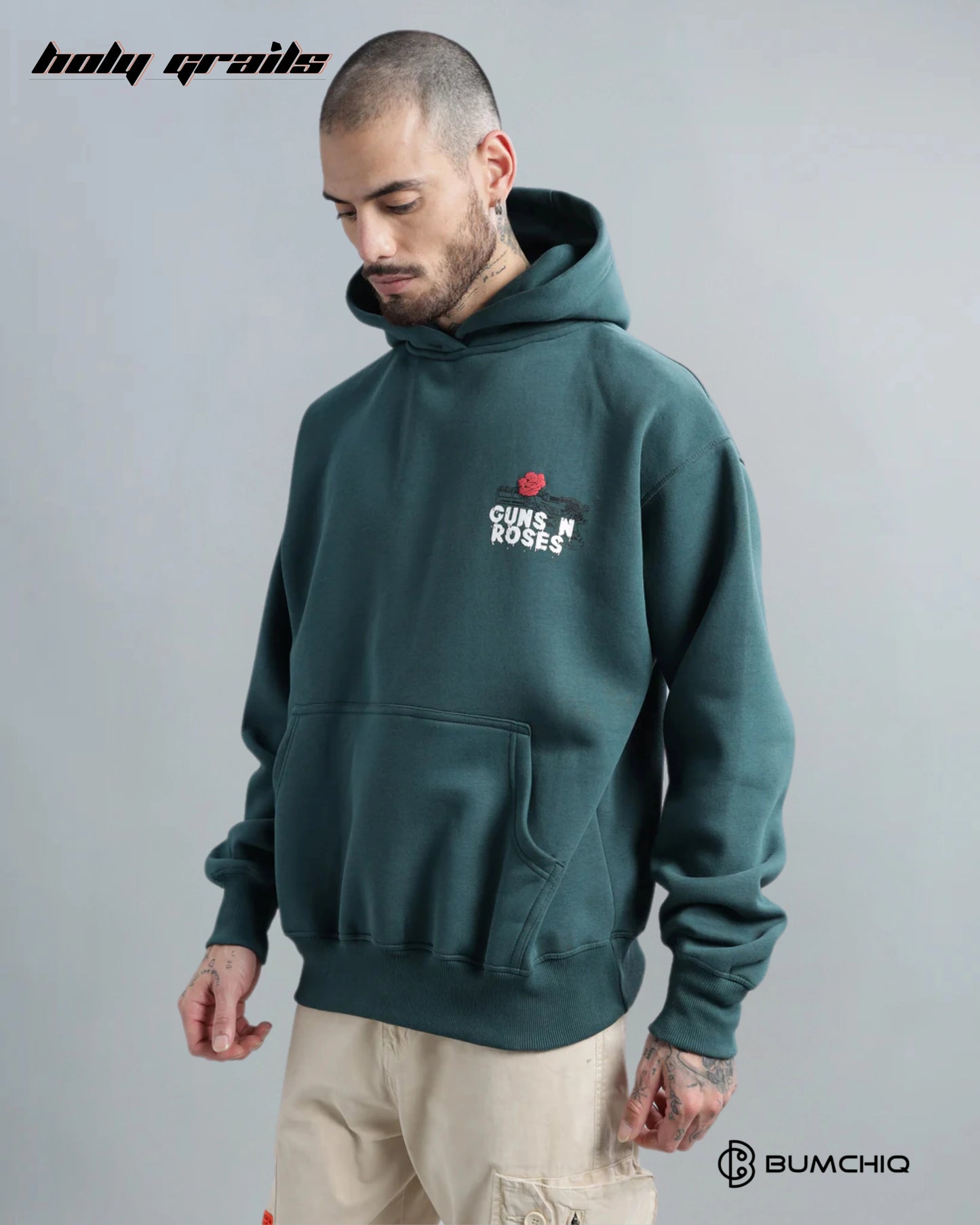 Guns Roses Dark Teal Hoodie HG x Bumchiq