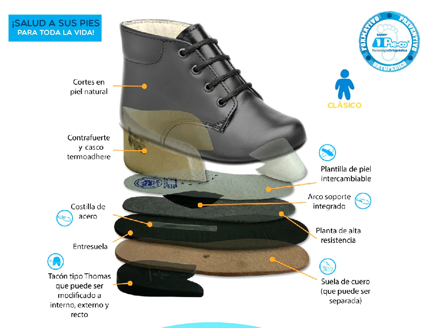 Botas Pieco para Niño Color Negro