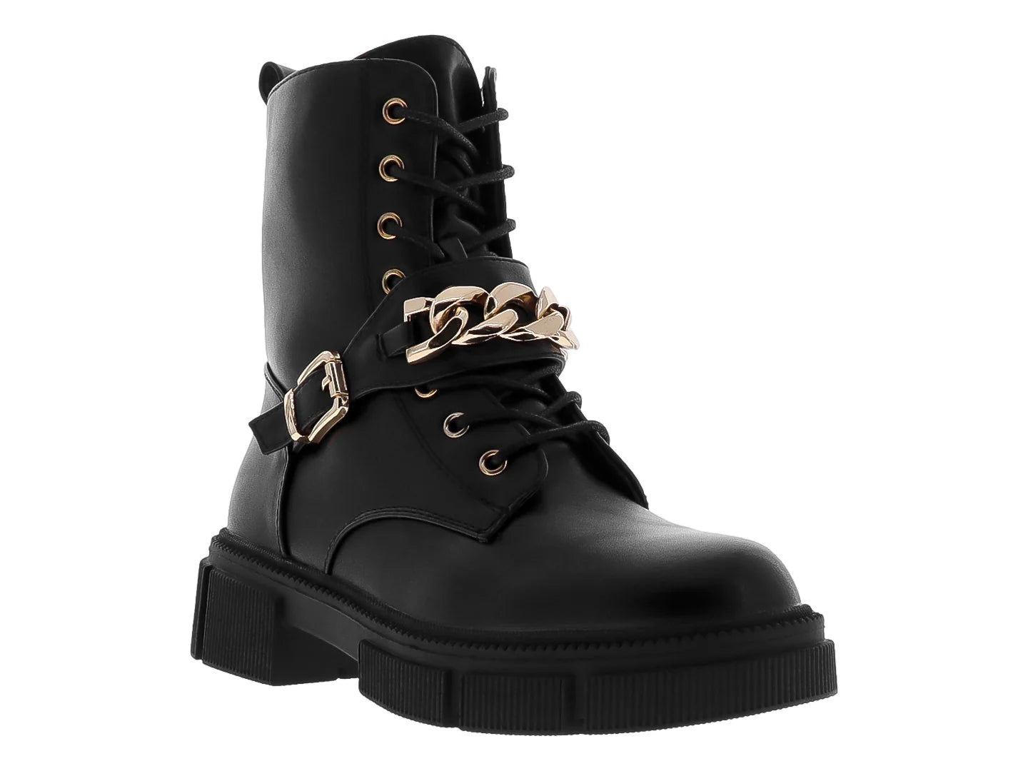 Botines Combat Roze Negros para Mujer