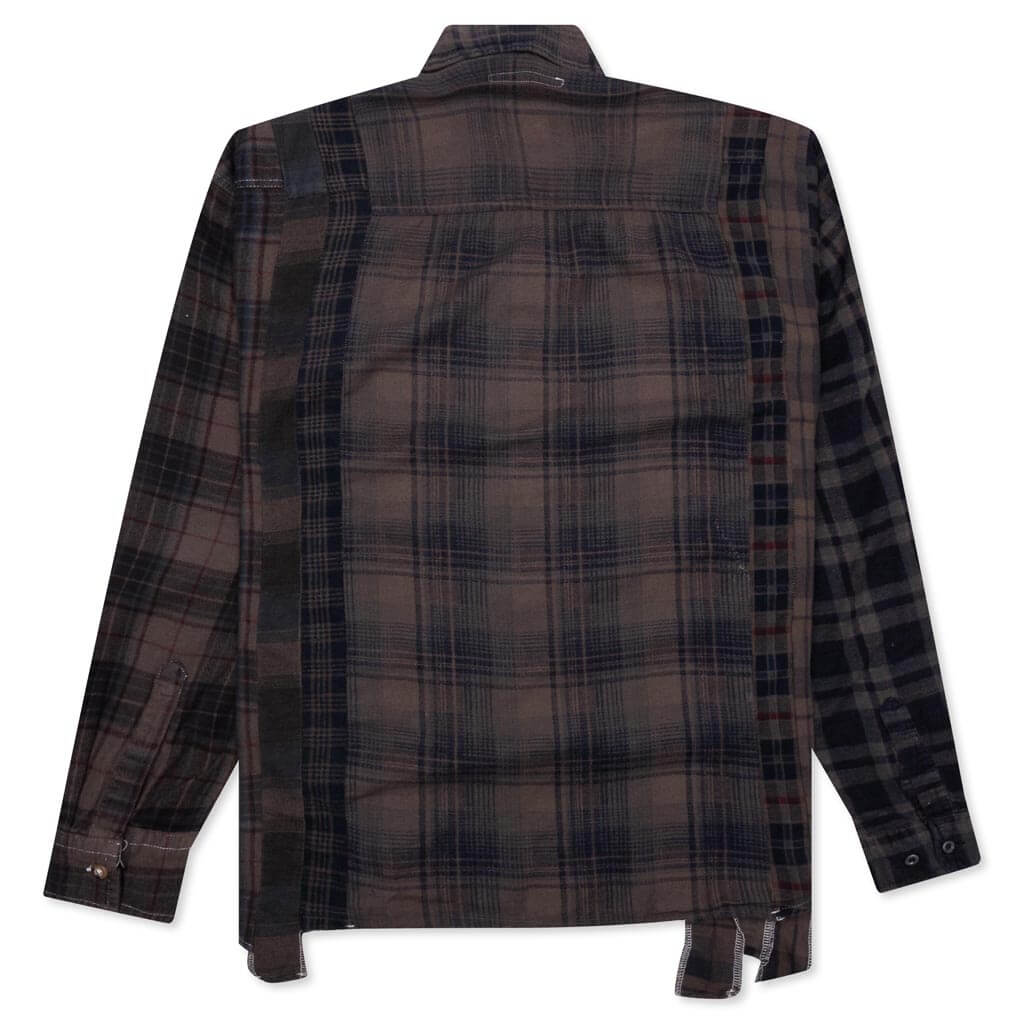 Flannel Shirt 7 Cuts Shirt Over Dye Brown