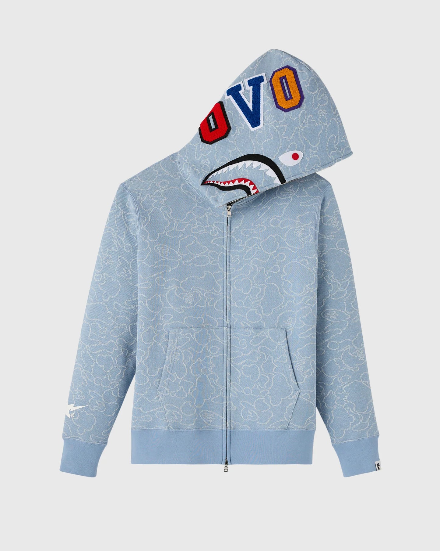 BAPE Neon 1st Camo Shark Full Zip Hoodie Light Indigo