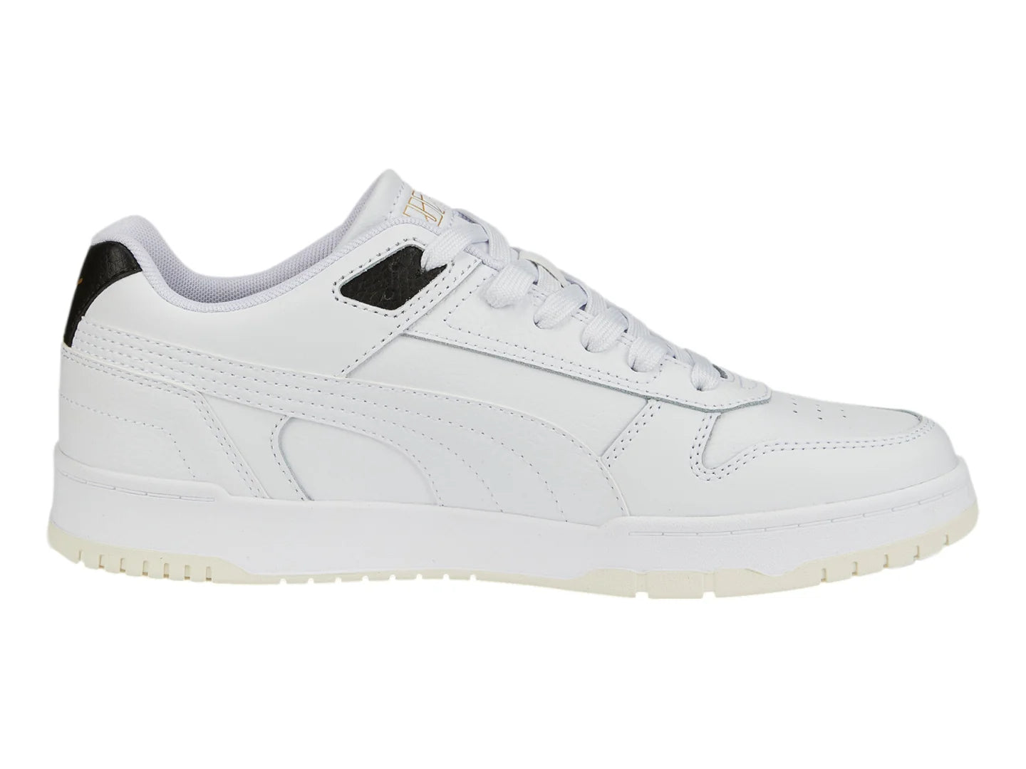 Tenis PUMA RBD Game Low Blanco Negro y Oro para Hombre