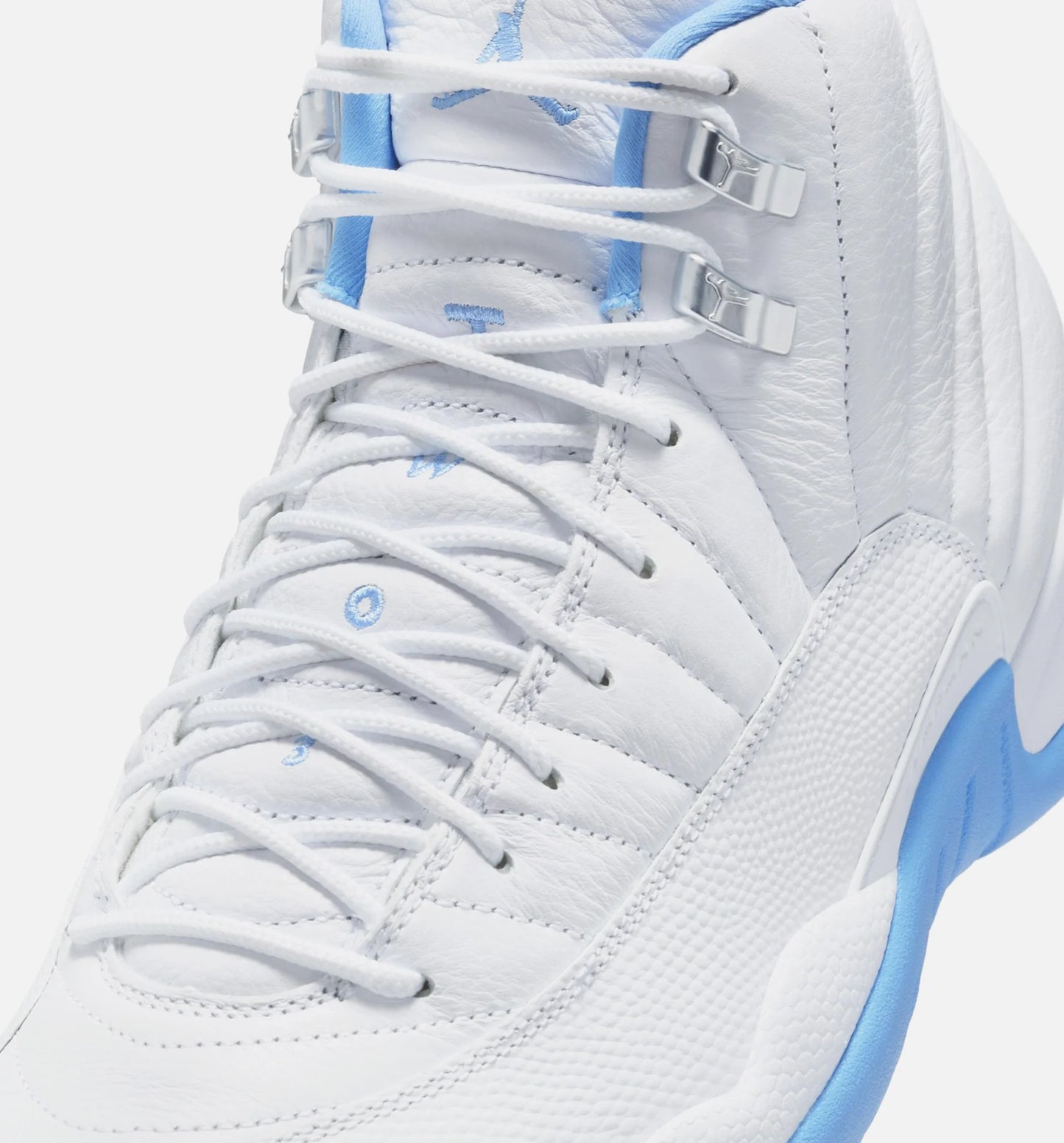 Air Jordan 12 Retro White and University Blue Mens Lifestyle Shoe White University Blue Metallic Silver
