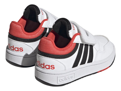 Tenis Adidas Hoops 30 Blancos con Rojo para Niño