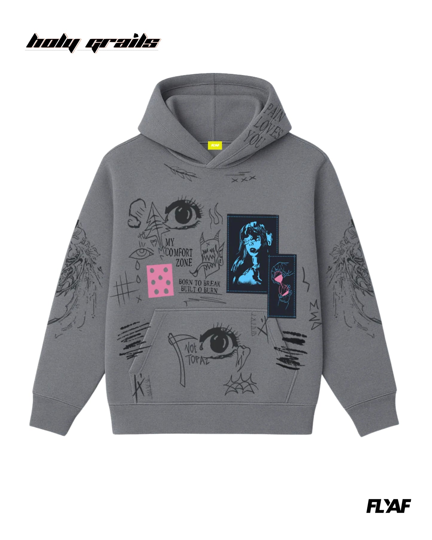 Cryptic Canvas Grey Hoodie HG x FLYAF