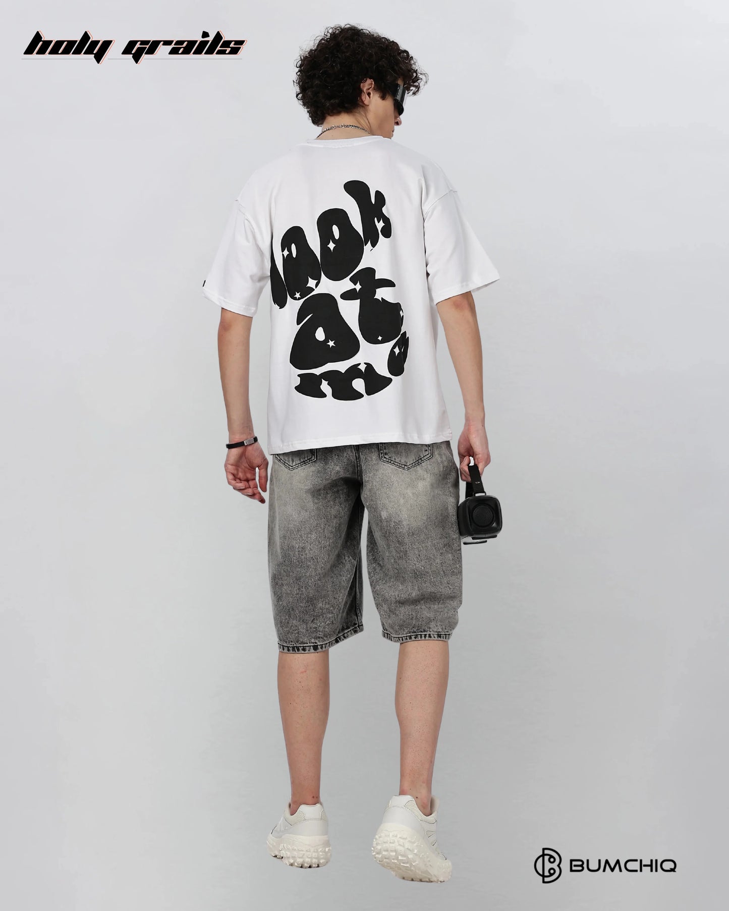 Look At Me White Oversize Tee HG x Bumchiq
