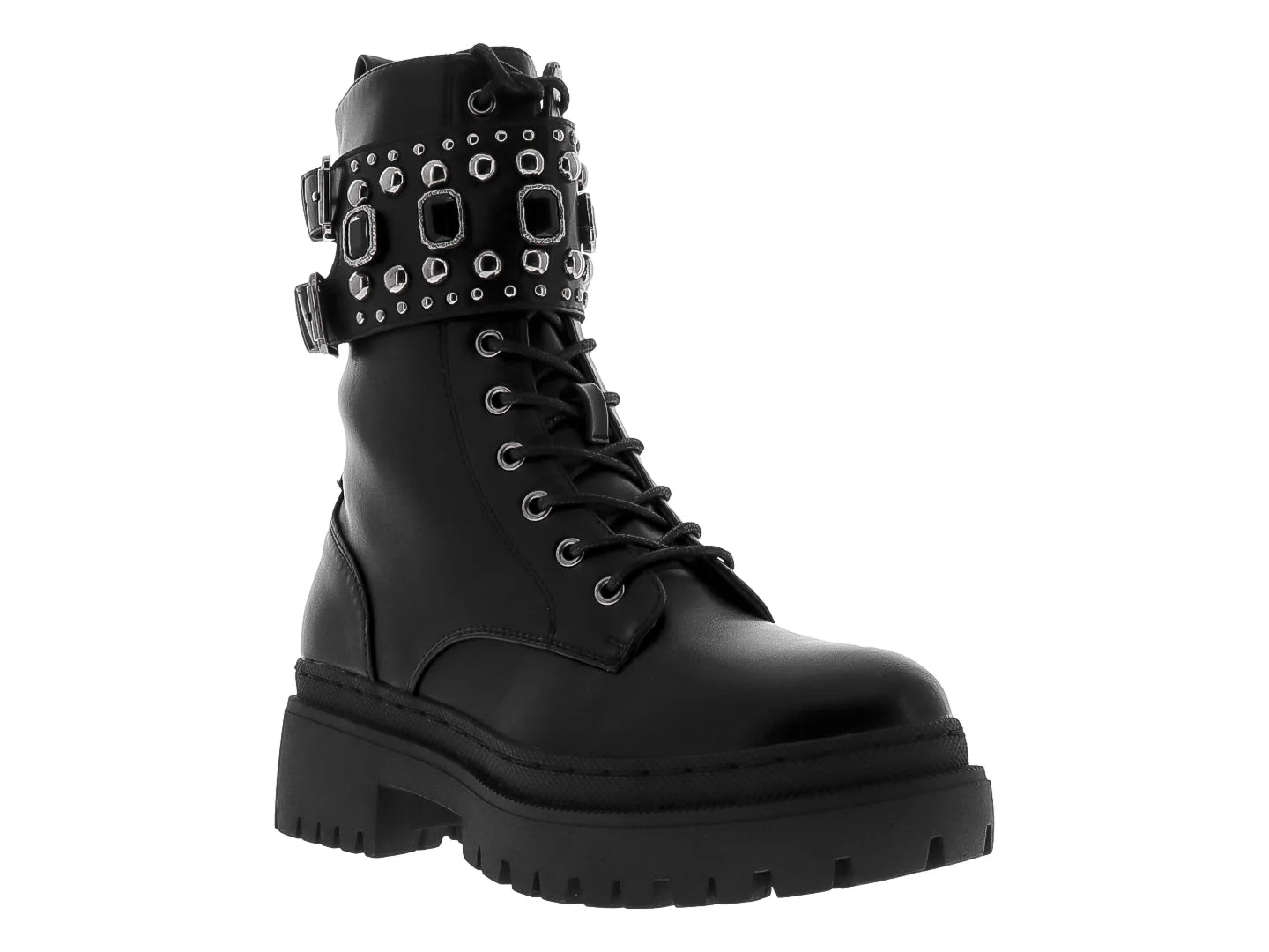Botines Combat Roze Negros para Mujer