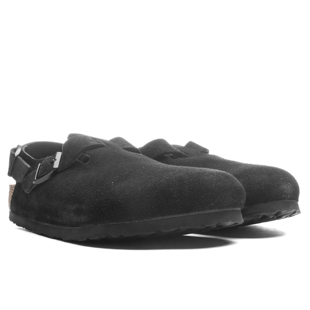 Wide Tokio Suede Leather Black