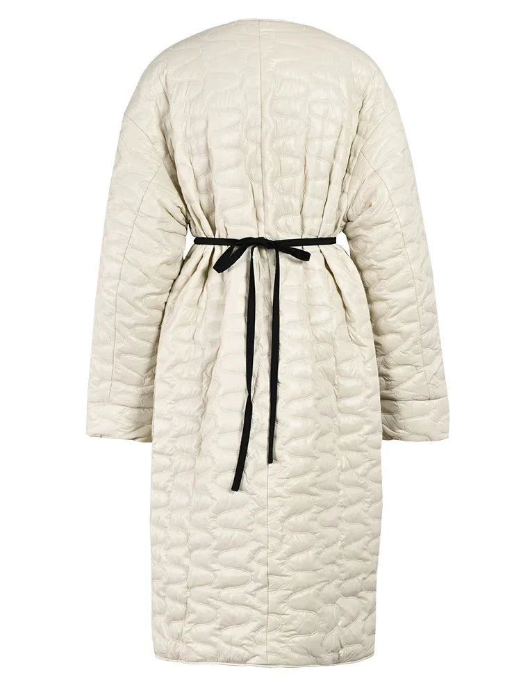Quilted Lace-Up Padded Thick Coat