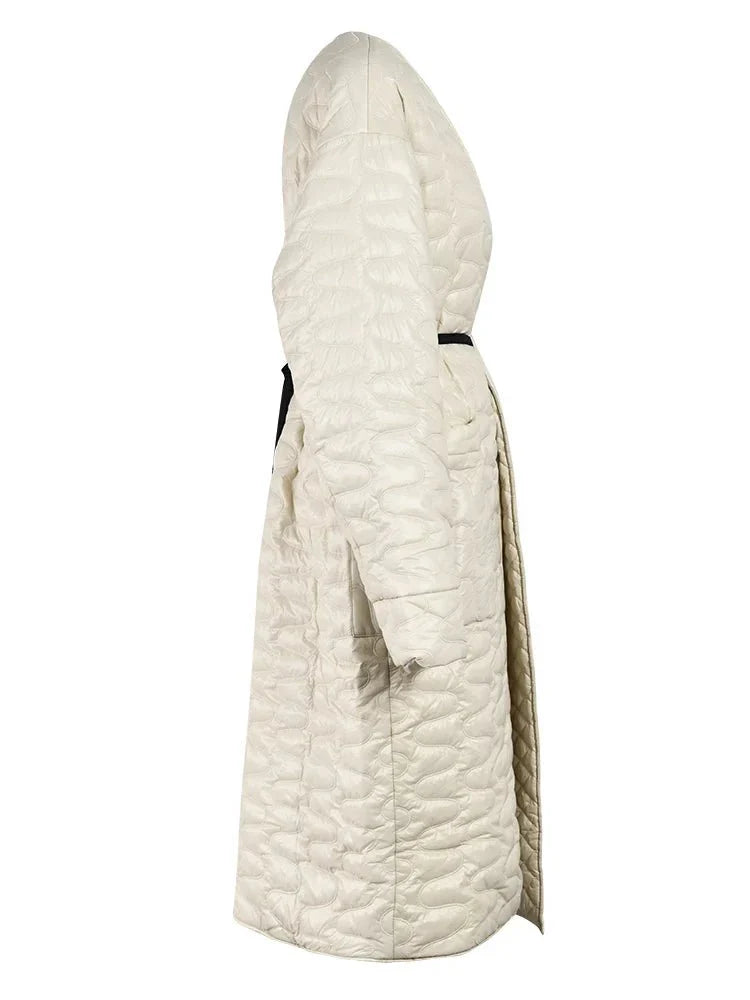 Quilted Lace-Up Padded Thick Coat