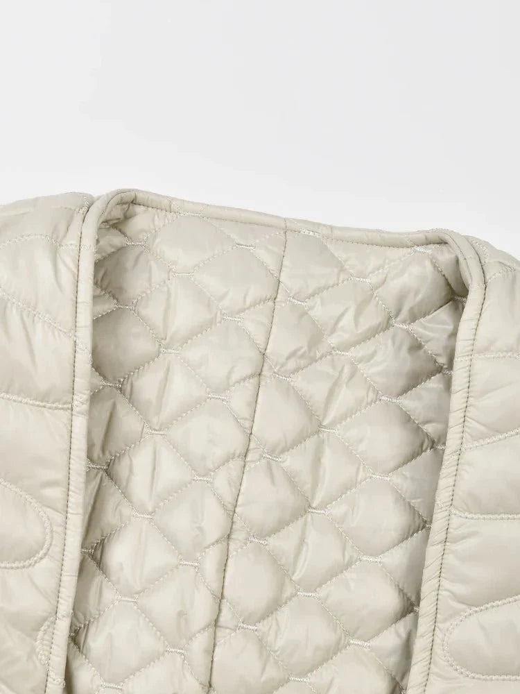 Quilted Lace-Up Padded Thick Coat