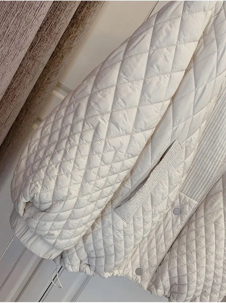 Quilted Sash Lapel Drawstring Jacket