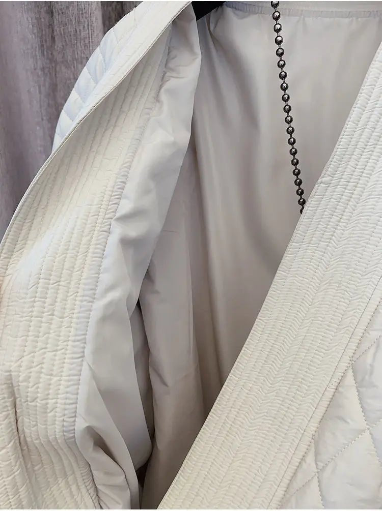 Quilted Sash Lapel Drawstring Jacket