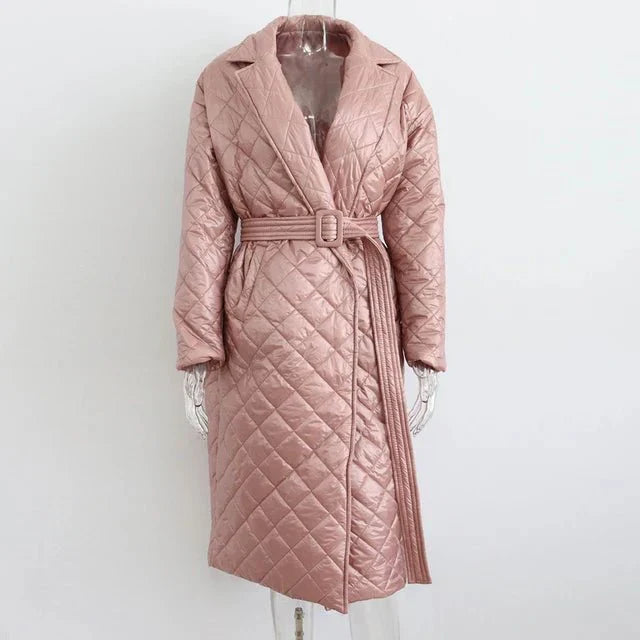 Soft Sheen Quilted Belted Coat