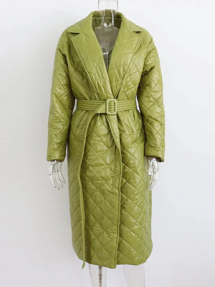 Soft Sheen Quilted Belted Coat