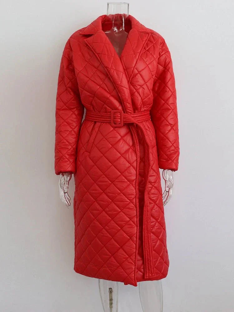 Soft Sheen Quilted Belted Coat